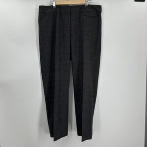Chico's Gray Red Glen Plaid Straight Leg Trousers Size 3 XL Business Casual